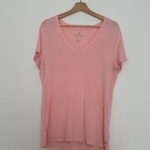 American Eagle Outfitters Soft Pink V-Neck Tee
